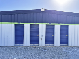 A row of small drive-up storage units in Marco Island on E Elkcam Circle