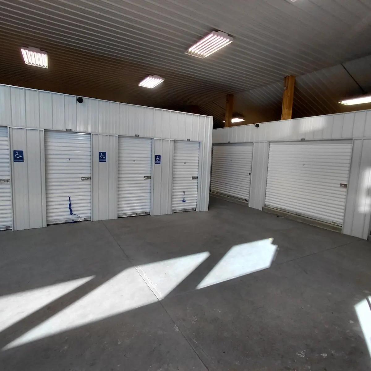 Interior photos of indoor storage units in Sheridan, on Coffeen Avenue.