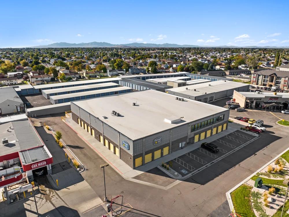 Aerial view of Storage Star’s secure self-storage units in Roy, both drive-up and indoor units.
