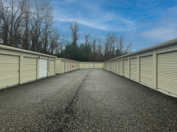Wide drive aisles with outdoor drive-up storage units in Williamsburg, MA