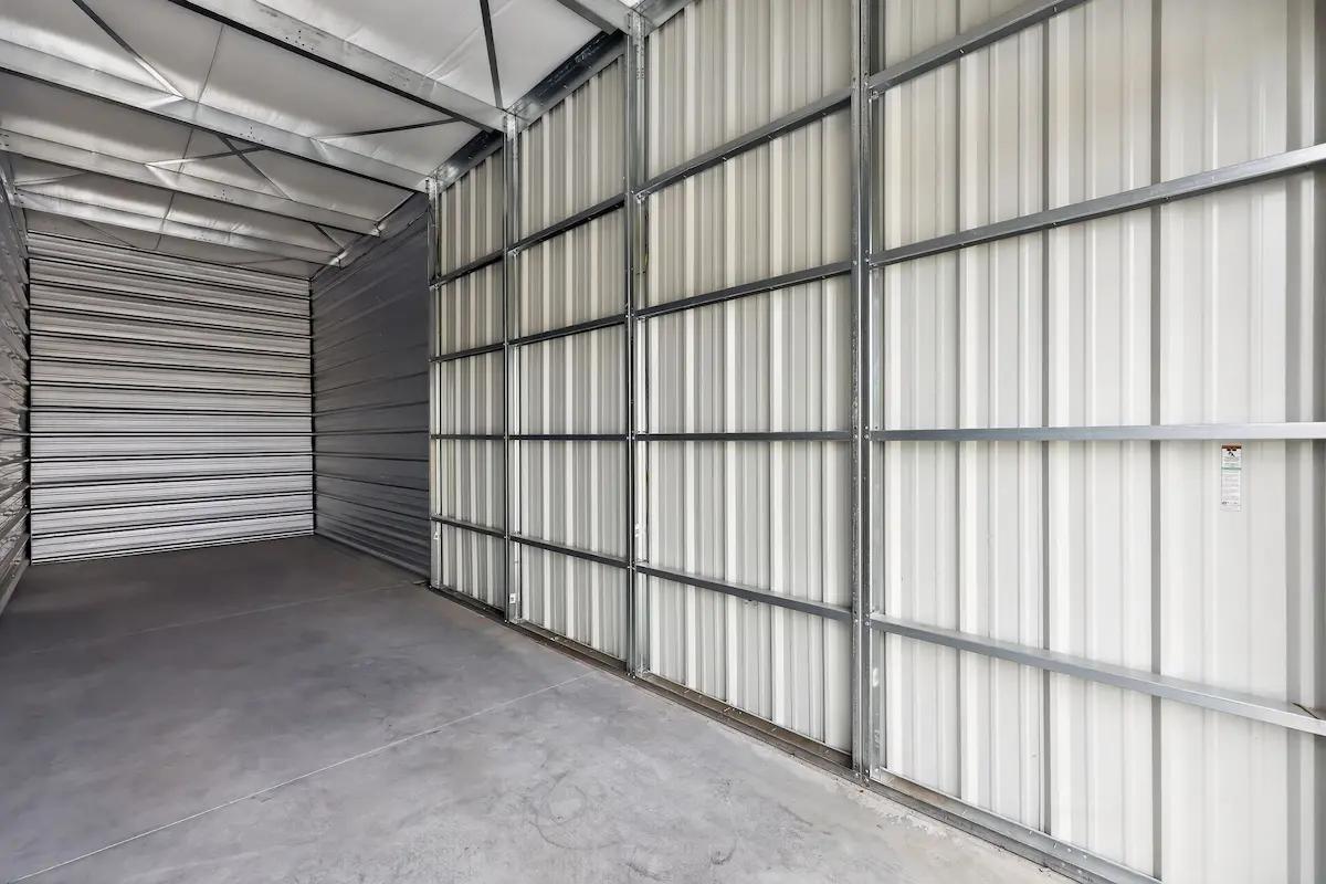 Drive-up storage unit with roll-up door open at Storage Star in Cheyenne WY