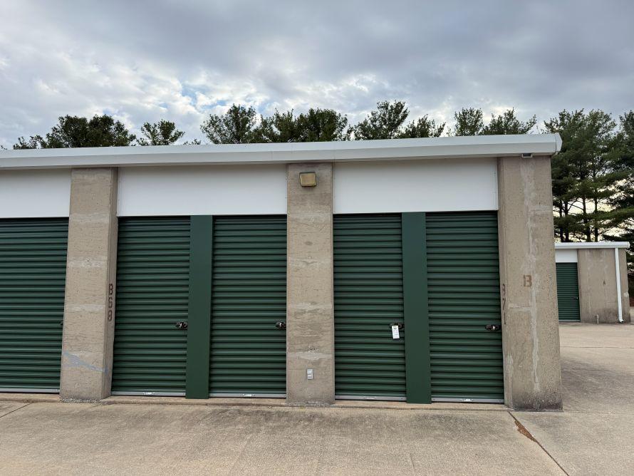 Close-up of outdoor drive-up storage units